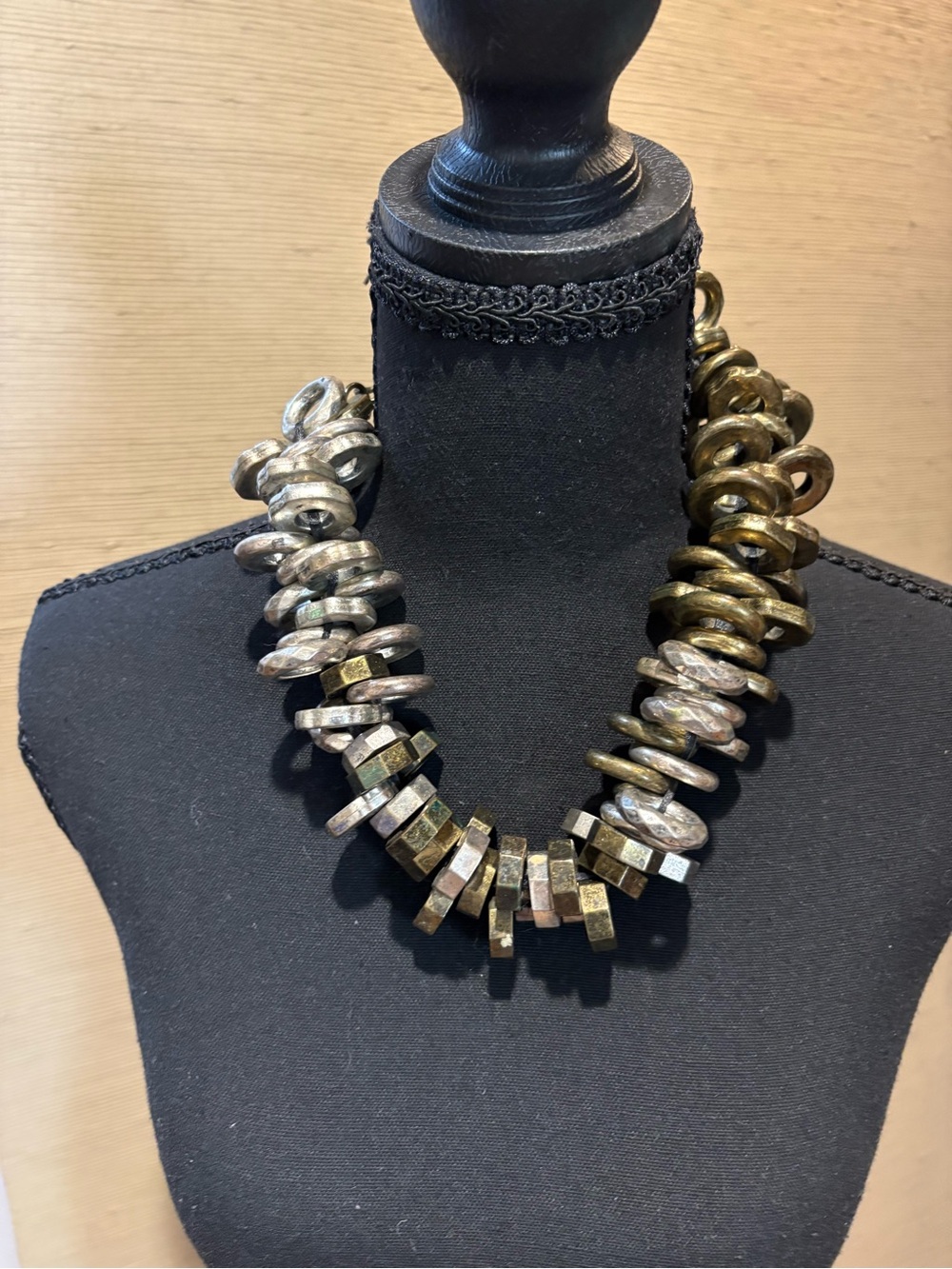 Statement Multi-Tone Metallic "Hardware" Necklace - Gold & Silver